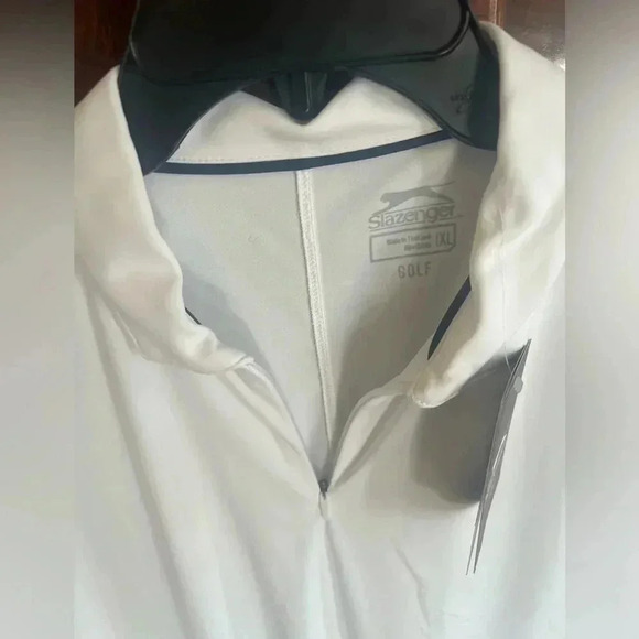 Slavender ladies white Golf shirt. NWT. Zip front v neck UPF 30 - Picture 8 of 9
